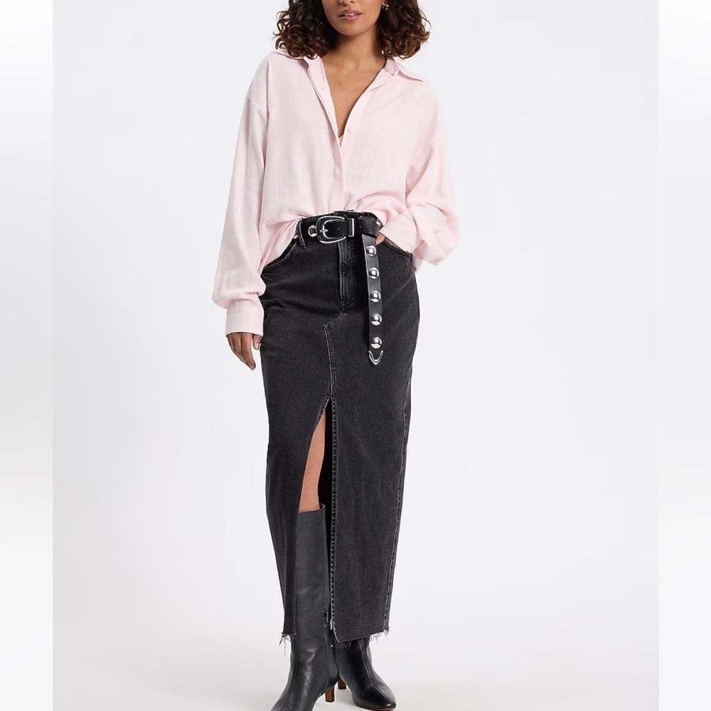 Express Pink Poplin Portofino Boyfriend Shirt NWT - Picture 3 of 5